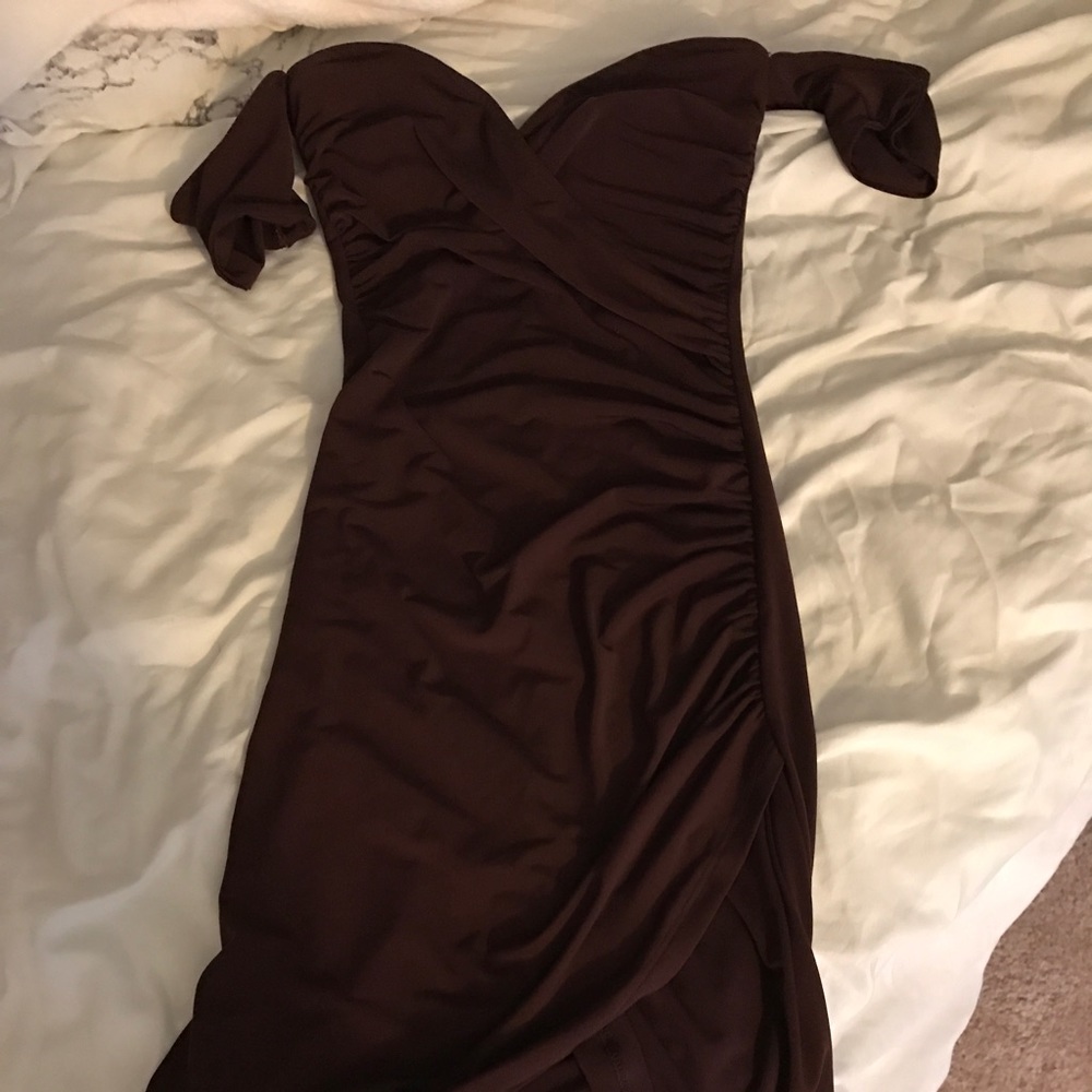 Off shoulder purple dress
